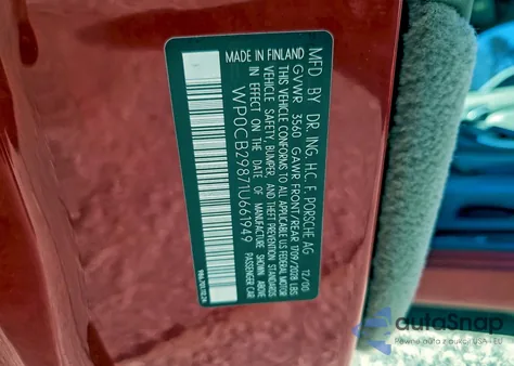 2001 Porsche Boxster S z USA, uszkodzony, nr VIN WP0CB29871U661949